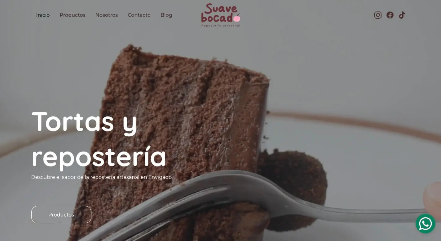 Página web de Suave Bocado Repostería